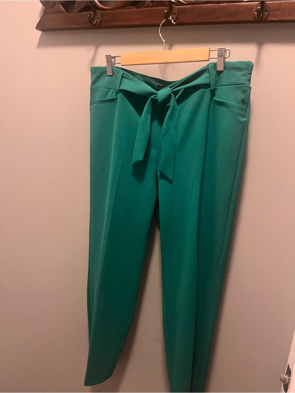 Soho Emerald Tie-Waist Slim Trousers